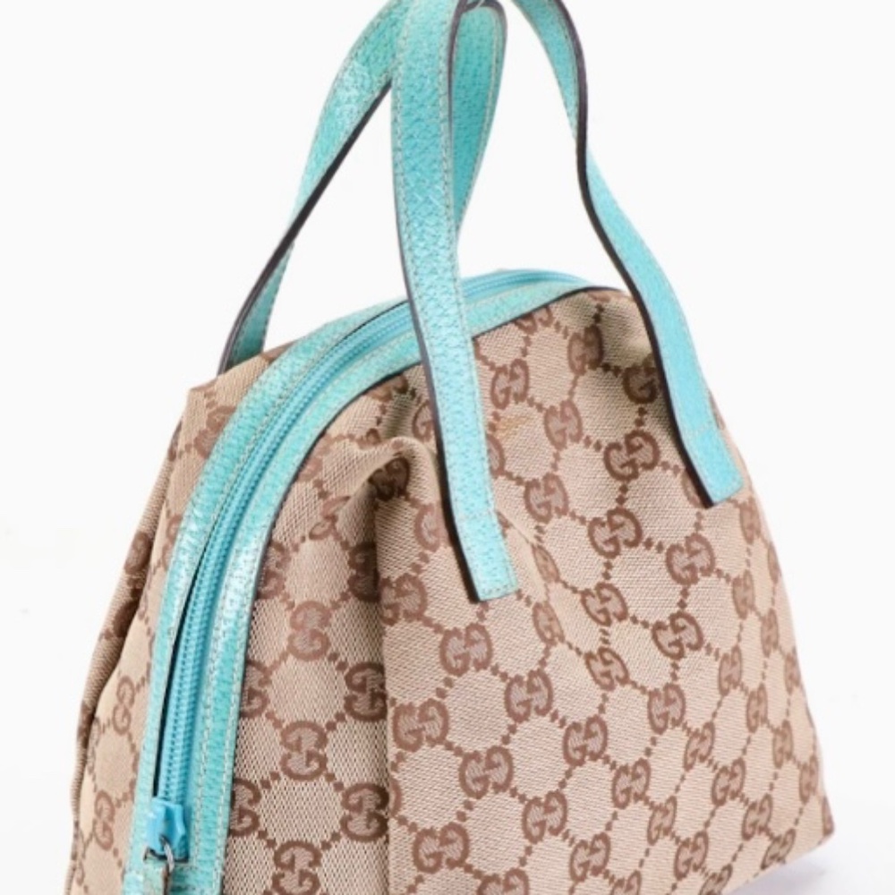 Gucci Mini Bag - Canvas with Blue Leather Trim